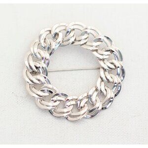 Vintage Double Curb Chain Ring Brooch by Monet - T14